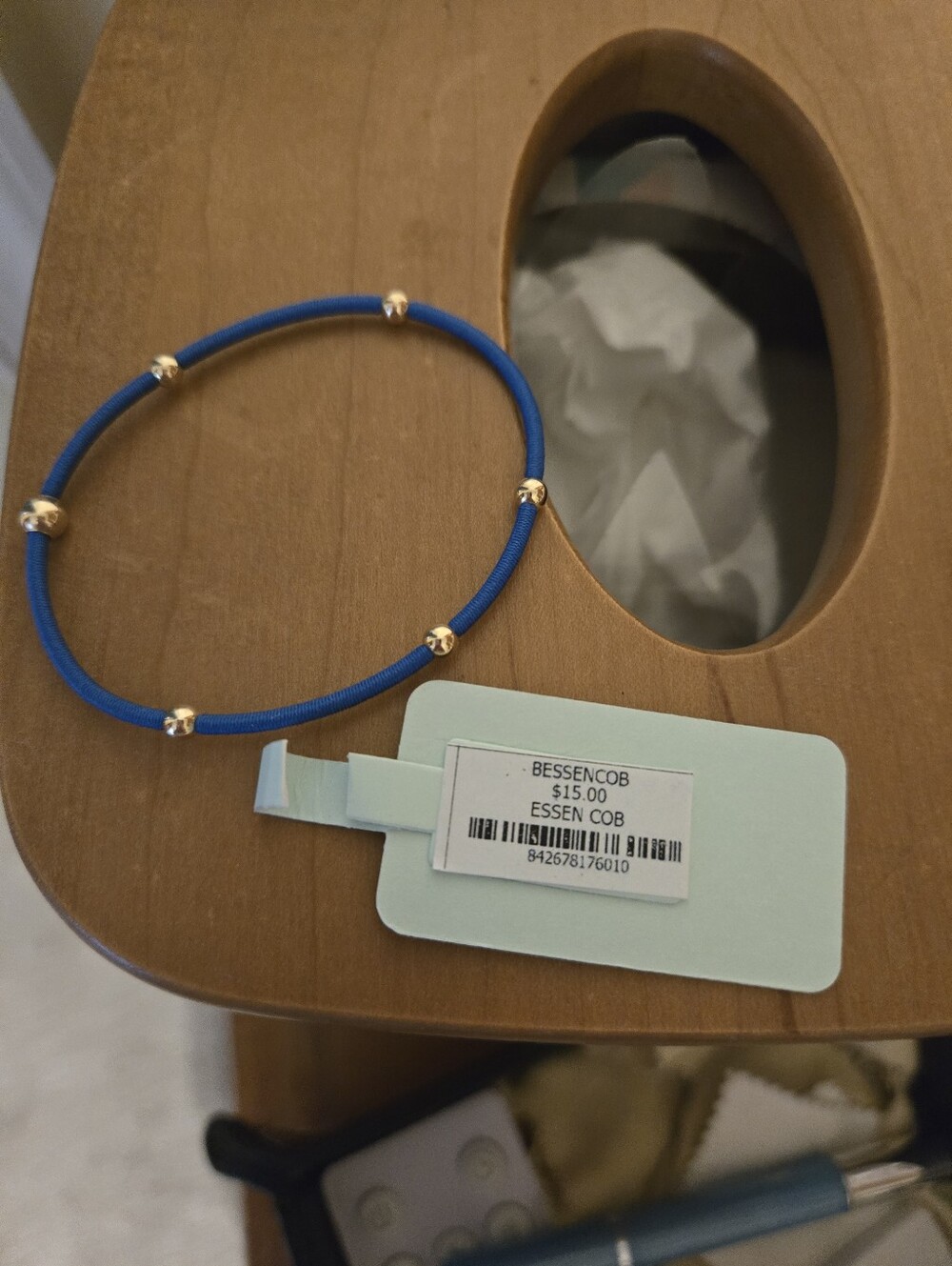 Enewton Essentials Cobalt Elastic Hair Tie/Bracelet with Gold Bead Accents